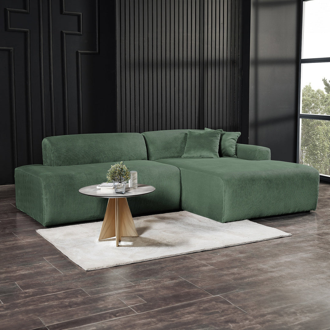 Mar Sectional Green Velvet Sofa (Right Facing) Image 2