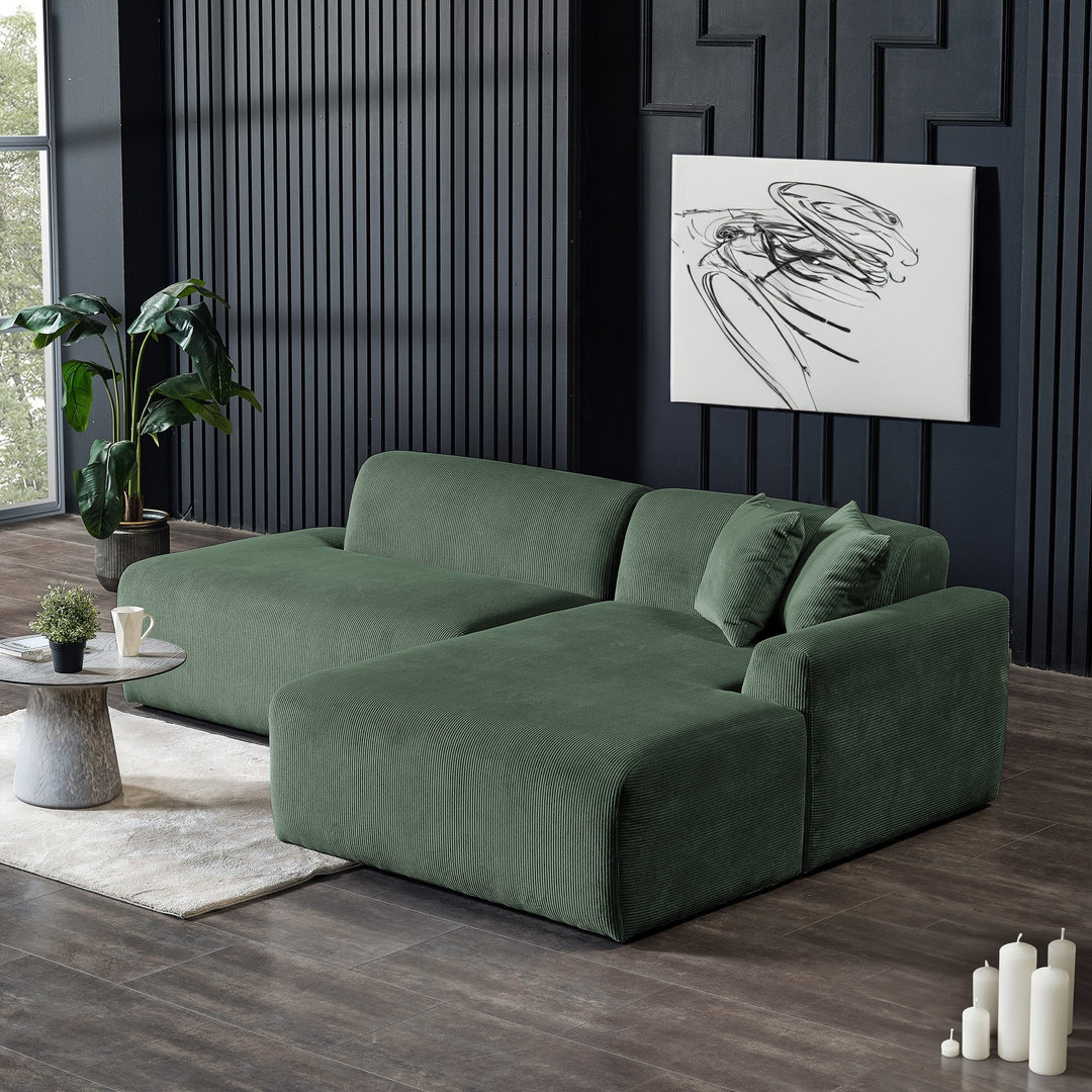 Mar Sectional Green Velvet Sofa (Right Facing) Image 3