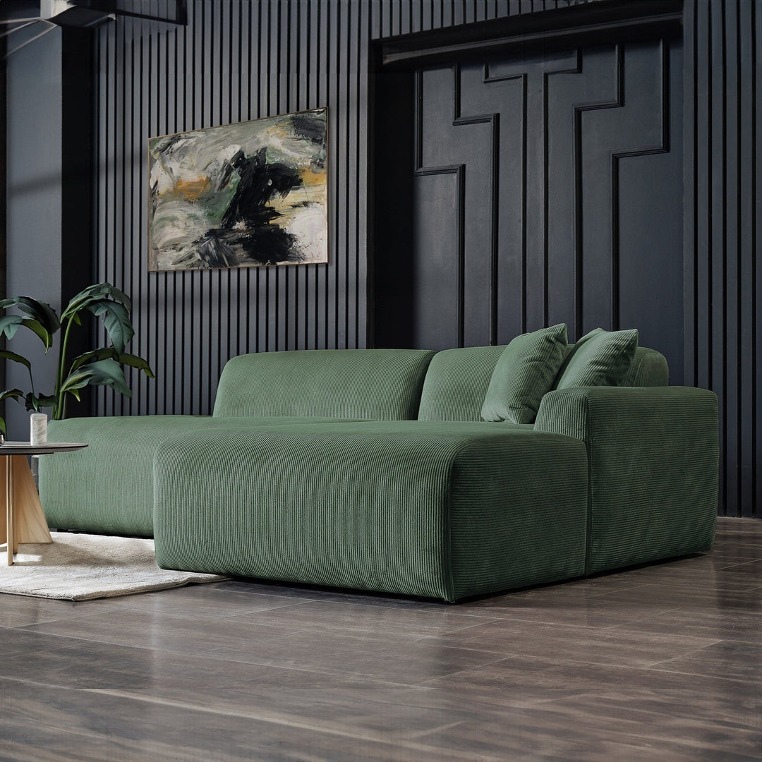 Mar Sectional Green Velvet Sofa (Right Facing) Image 4