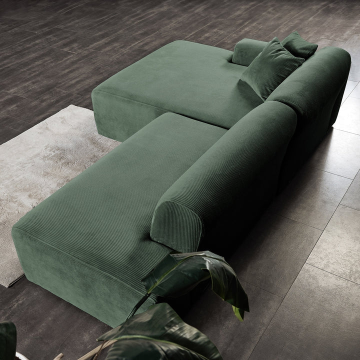 Mar Sectional Green Velvet Sofa (Right Facing) Image 5