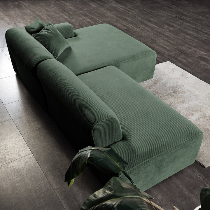 Mar Sectional Green Velvet Sofa (Right Facing) Image 6