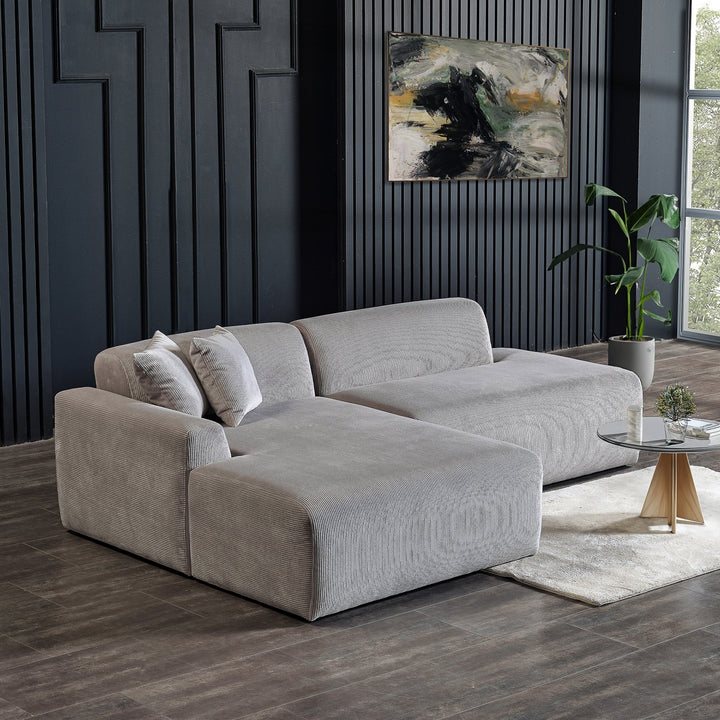 Mar Sectional Grey Velvet Sofa (Left Facing) Image 3