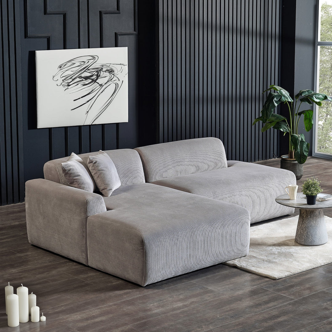 Mar Sectional Grey Velvet Sofa (Left Facing) Image 4