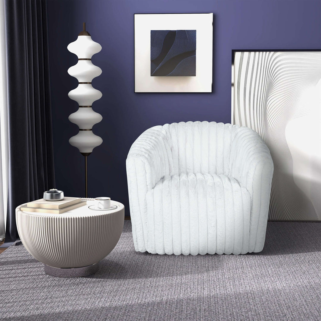 Mira White Velvet Swivel Chair Image 1