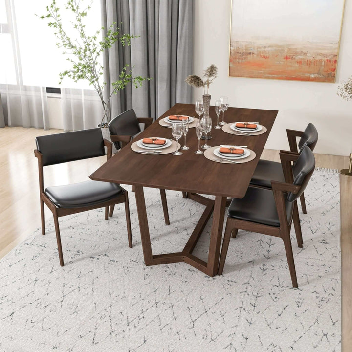 Marina Solid Wood Dining Table In Brown Image 7