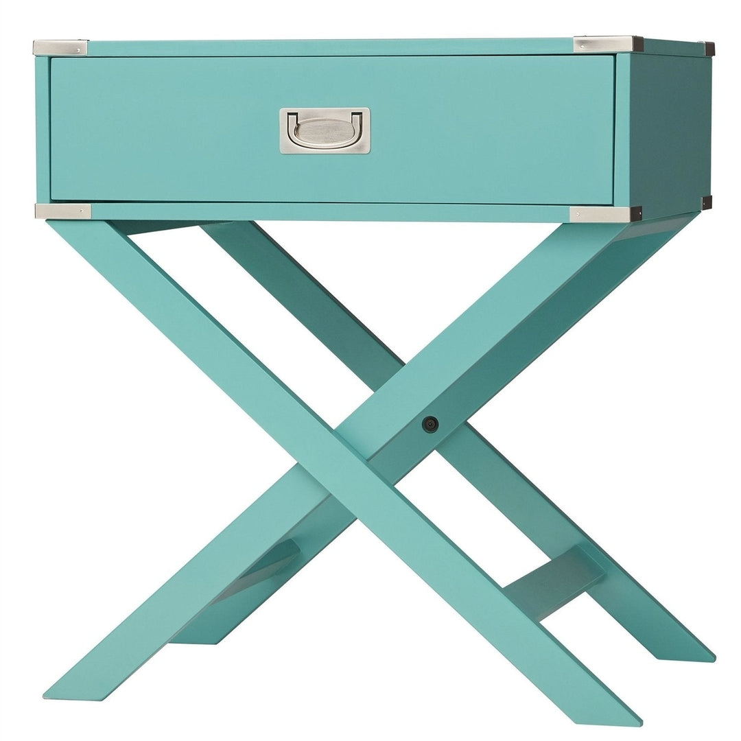 Marine Green Turquoise 1-Drawer Modern End Table Nightstand Image 1