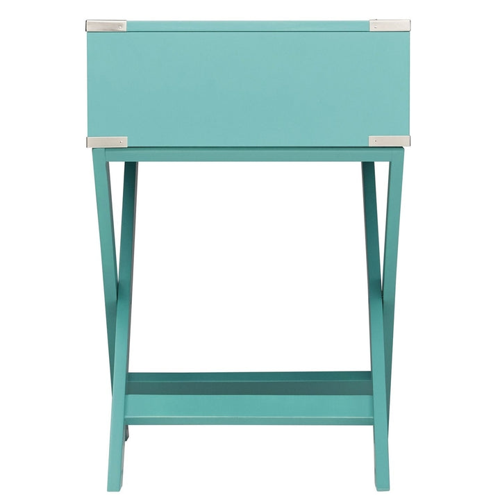 Marine Green Turquoise 1-Drawer Modern End Table Nightstand Image 3