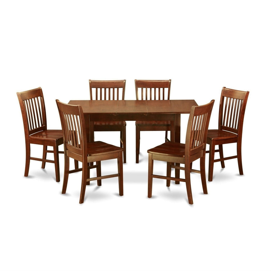 Mission Style 7-piece Dining Set in Mahogany Wood Finish Image 1