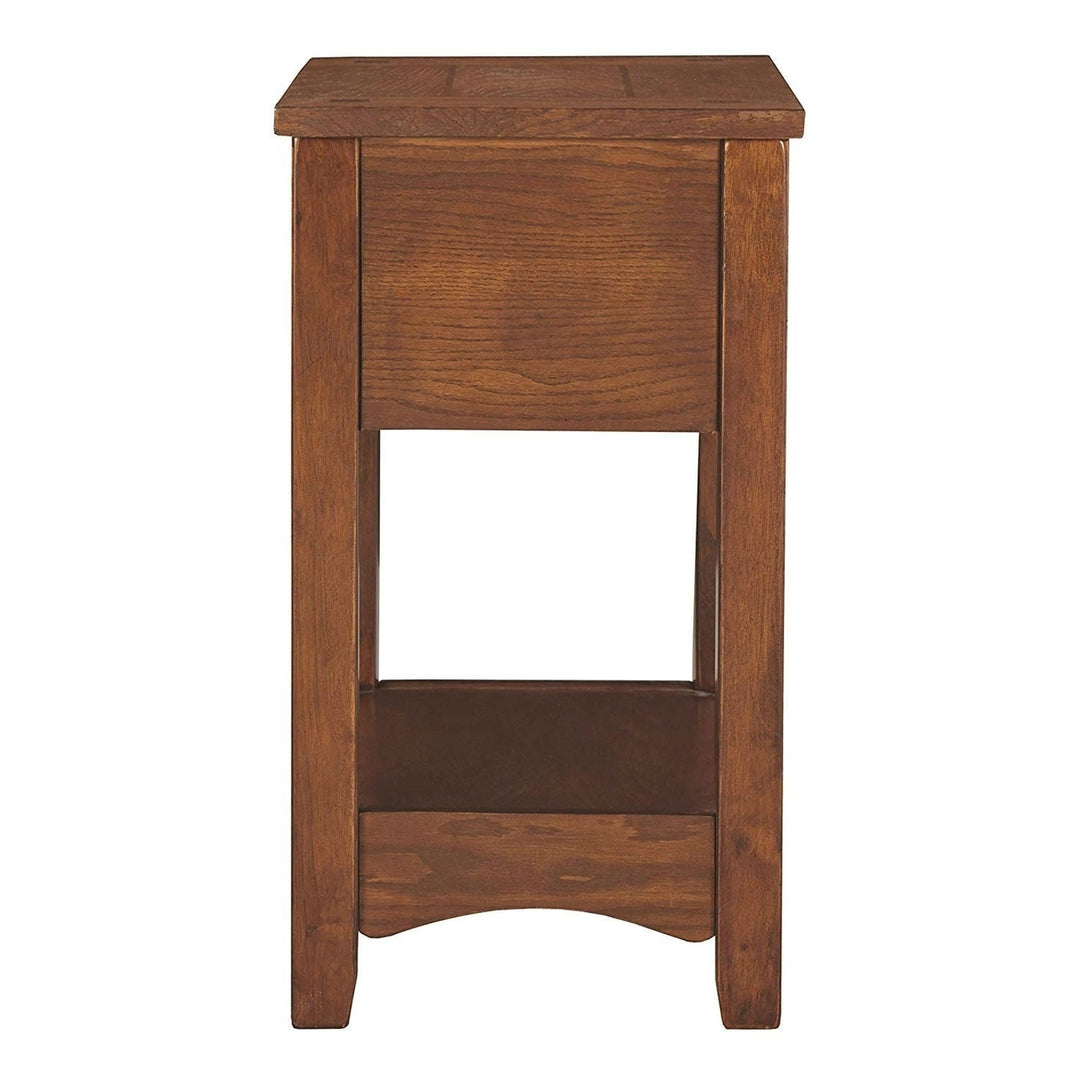 Mission Style 1-Drawer End Table Nightstand in Brown Wood Finish Image 2