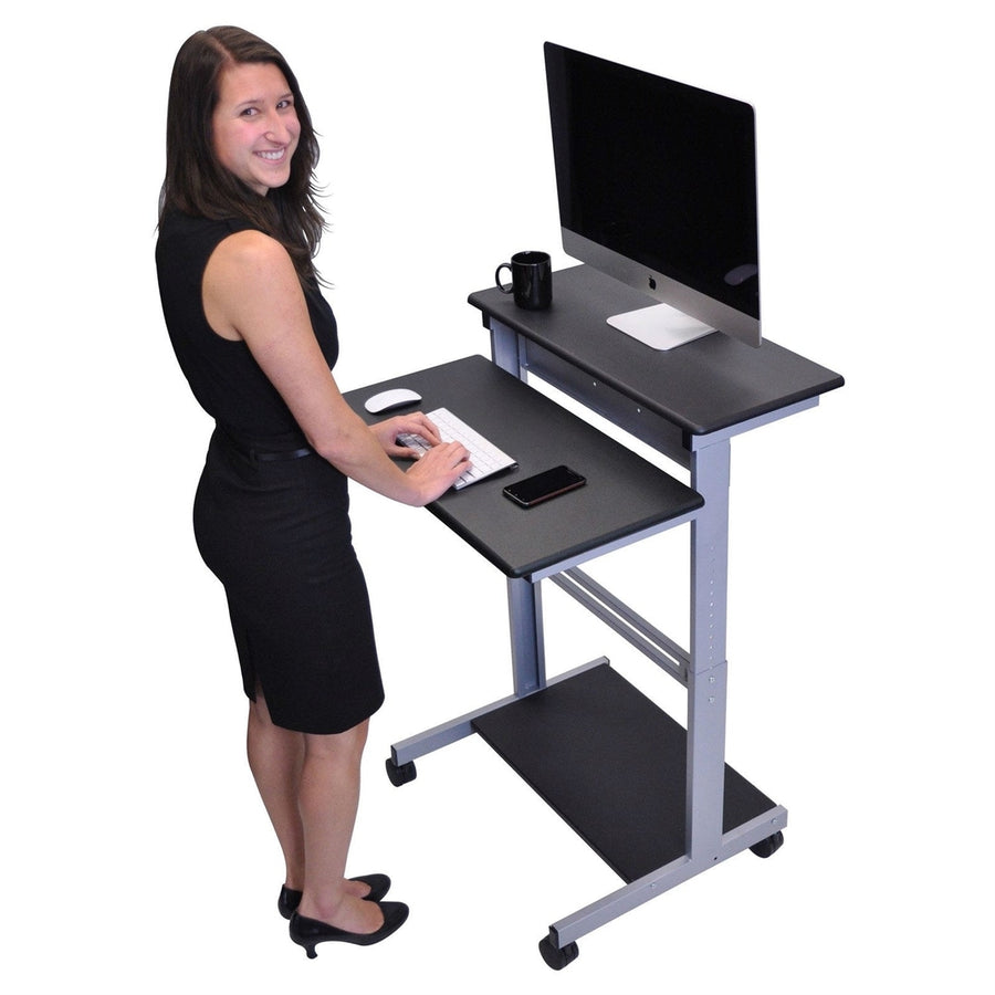 Mobile 31.5-inch Stand Up Computer Desk in Black Image 1