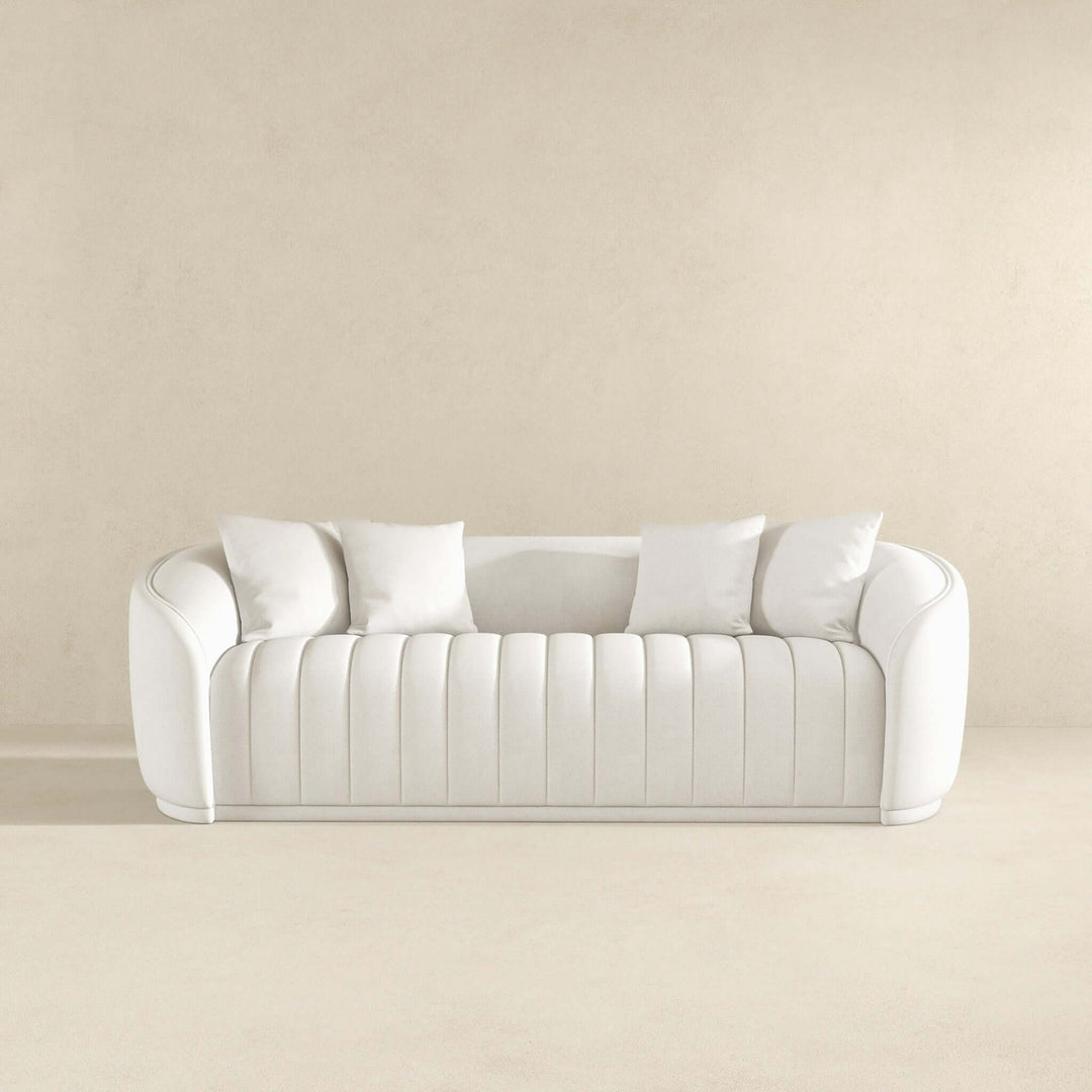 Markus Mid Century Modern Luxury Tight Back Boucle Couch In White Image 2