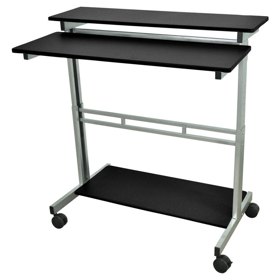 Mobile 40-inch Stand Up Computer Desk in Black Image 1