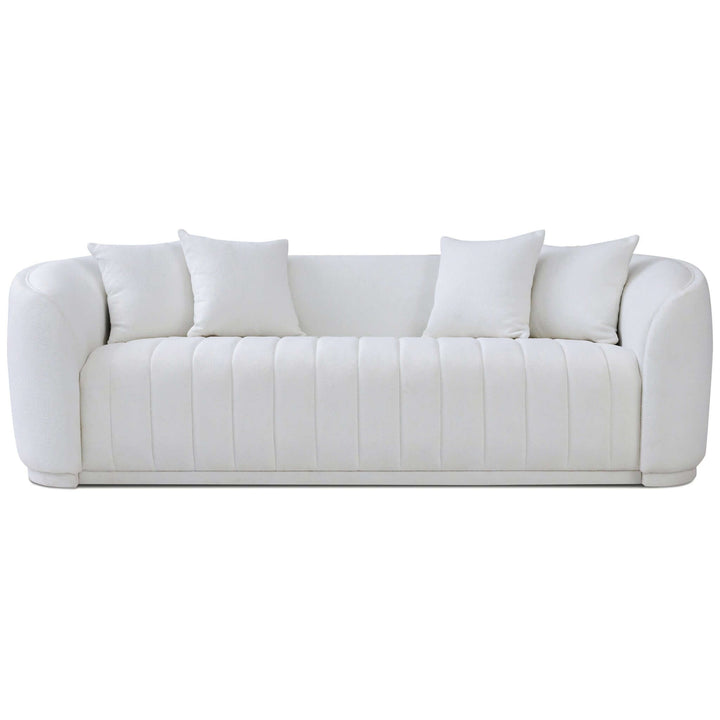 Markus Mid Century Modern Luxury Tight Back Boucle Couch In White Image 6