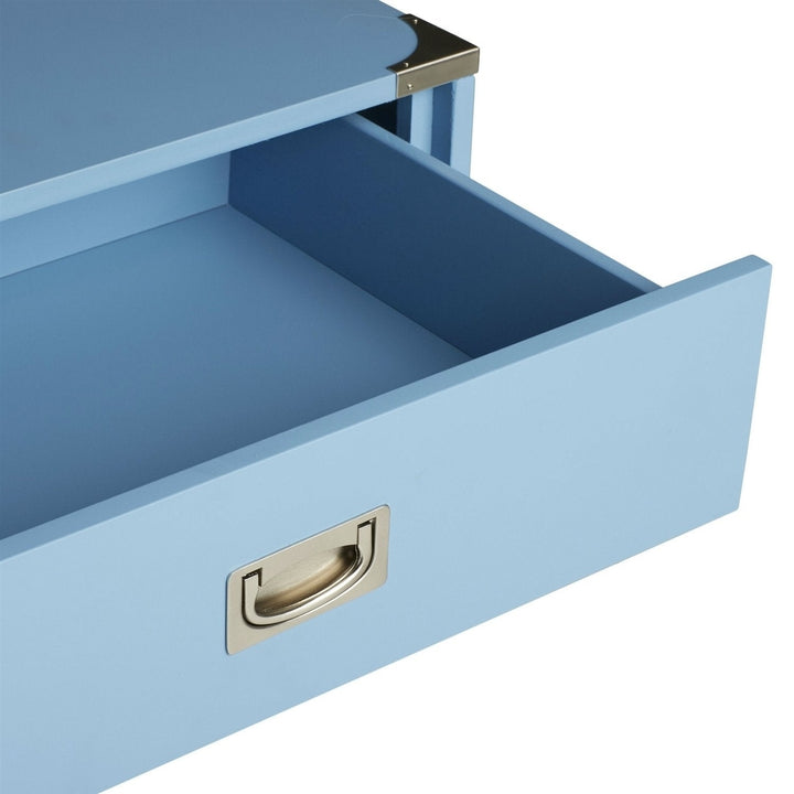 Modern 1-Drawer Bedroom Nightstand End Table in Blue Finish Image 3