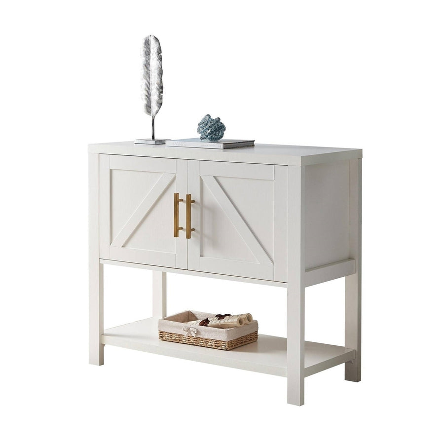 Modern 2 Drawer Wooden Storage Console Table White Image 1