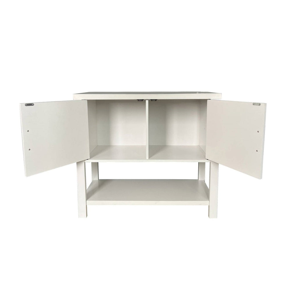 Modern 2 Drawer Wooden Storage Console Table White Image 2