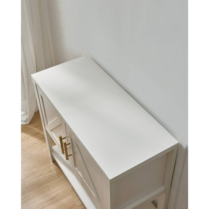 Modern 2 Drawer Wooden Storage Console Table White Image 3