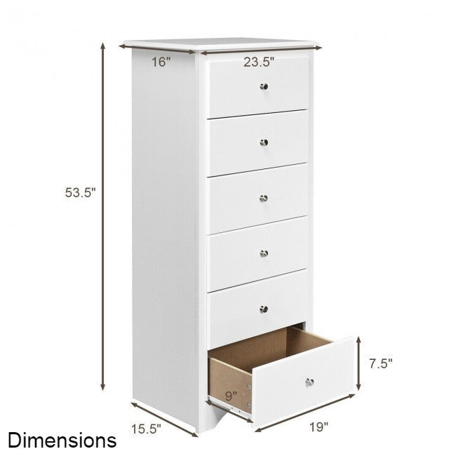 Modern White 6 Drawer Tall Wood Dresser Chest Image 3