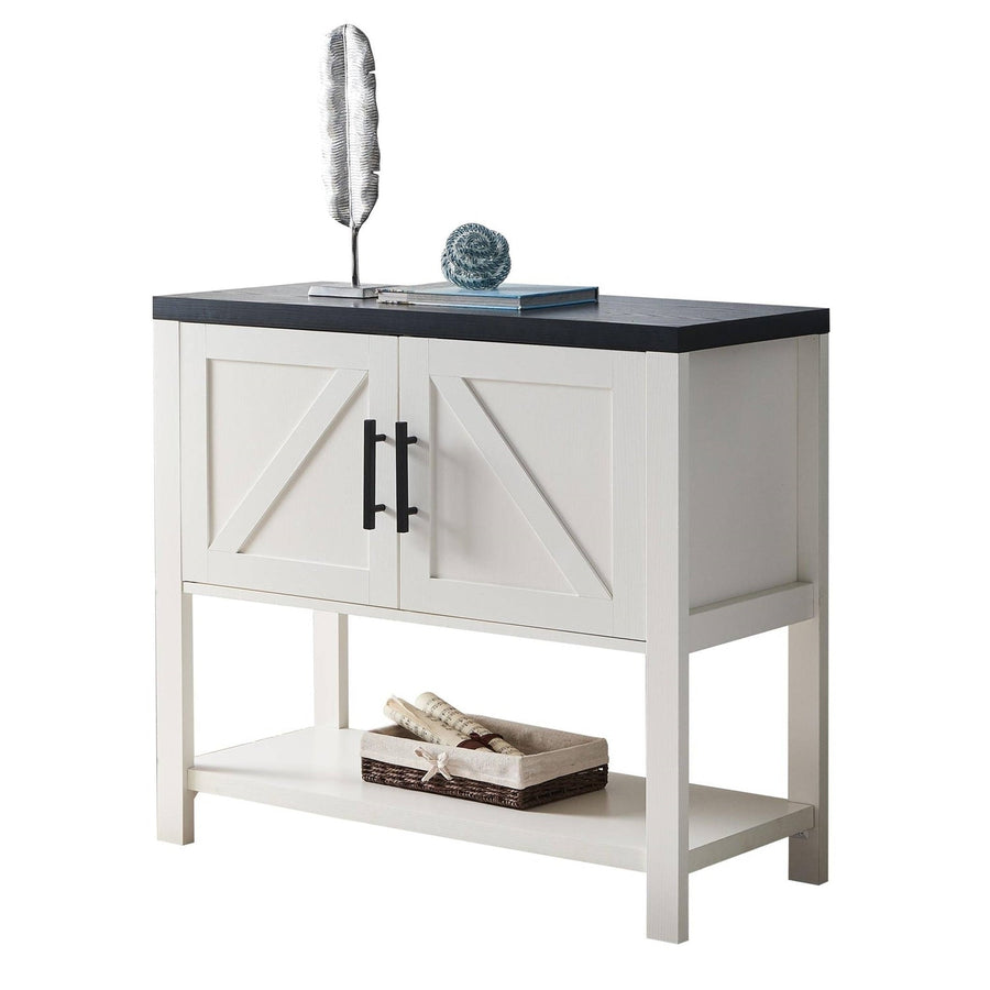 Modern 2 Drawer Wooden Storage Console Table White/Black Image 1