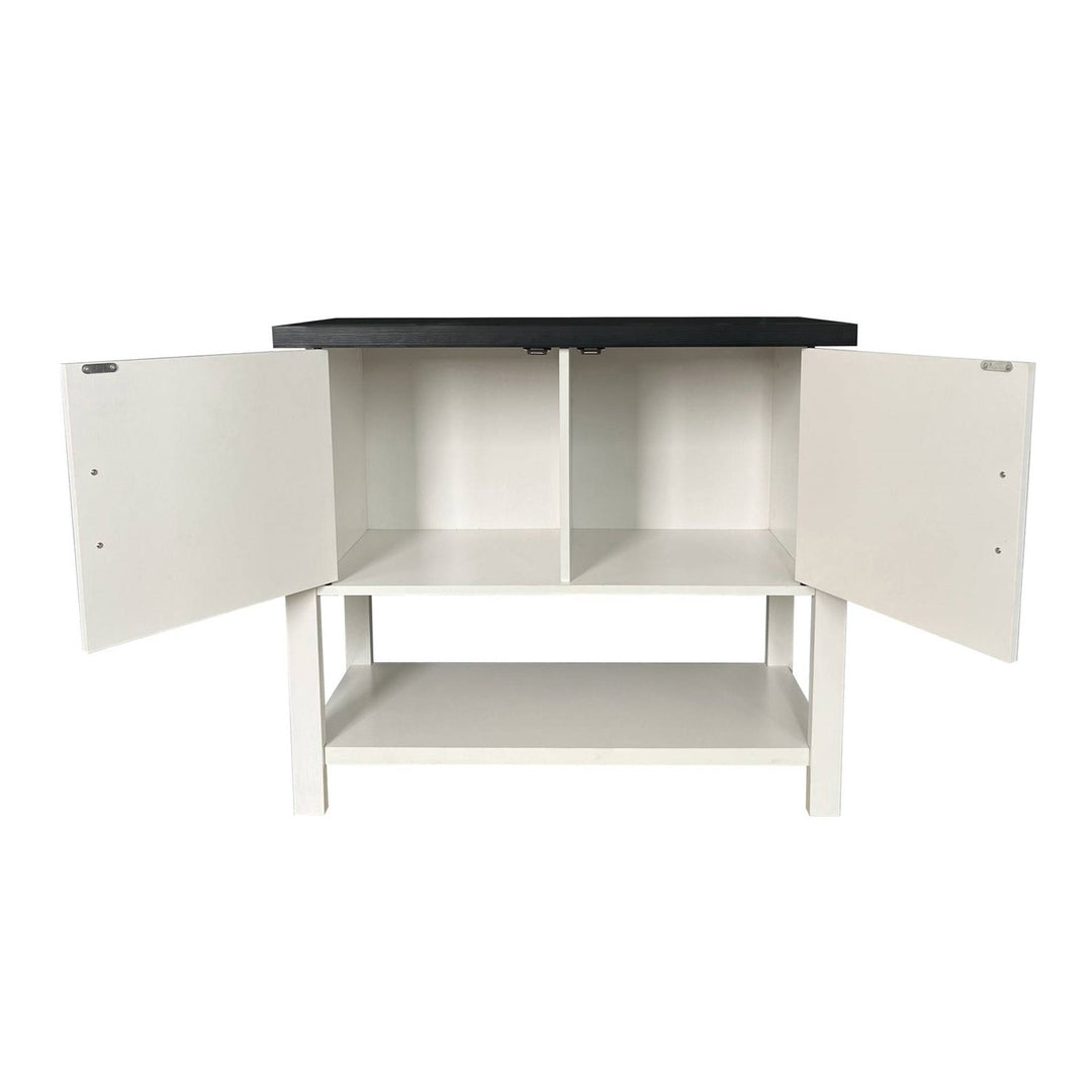 Modern 2 Drawer Wooden Storage Console Table White/Black Image 2