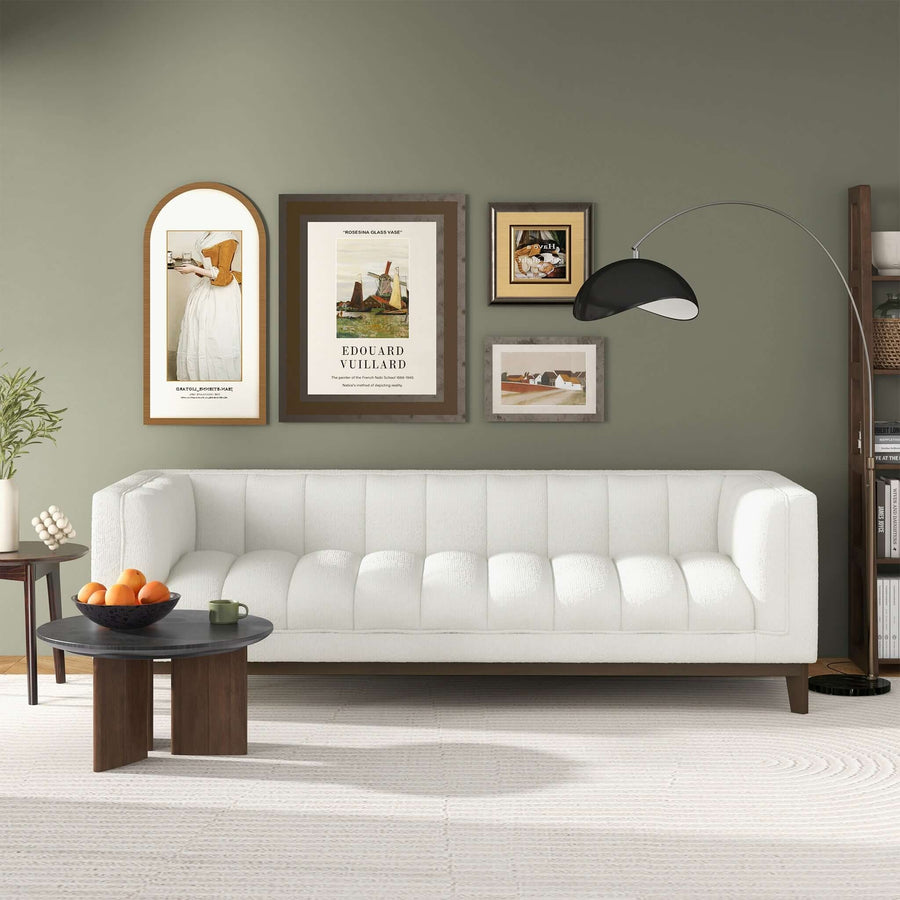 Melissa Mid-Century White Boucle Modern Sofa Image 1