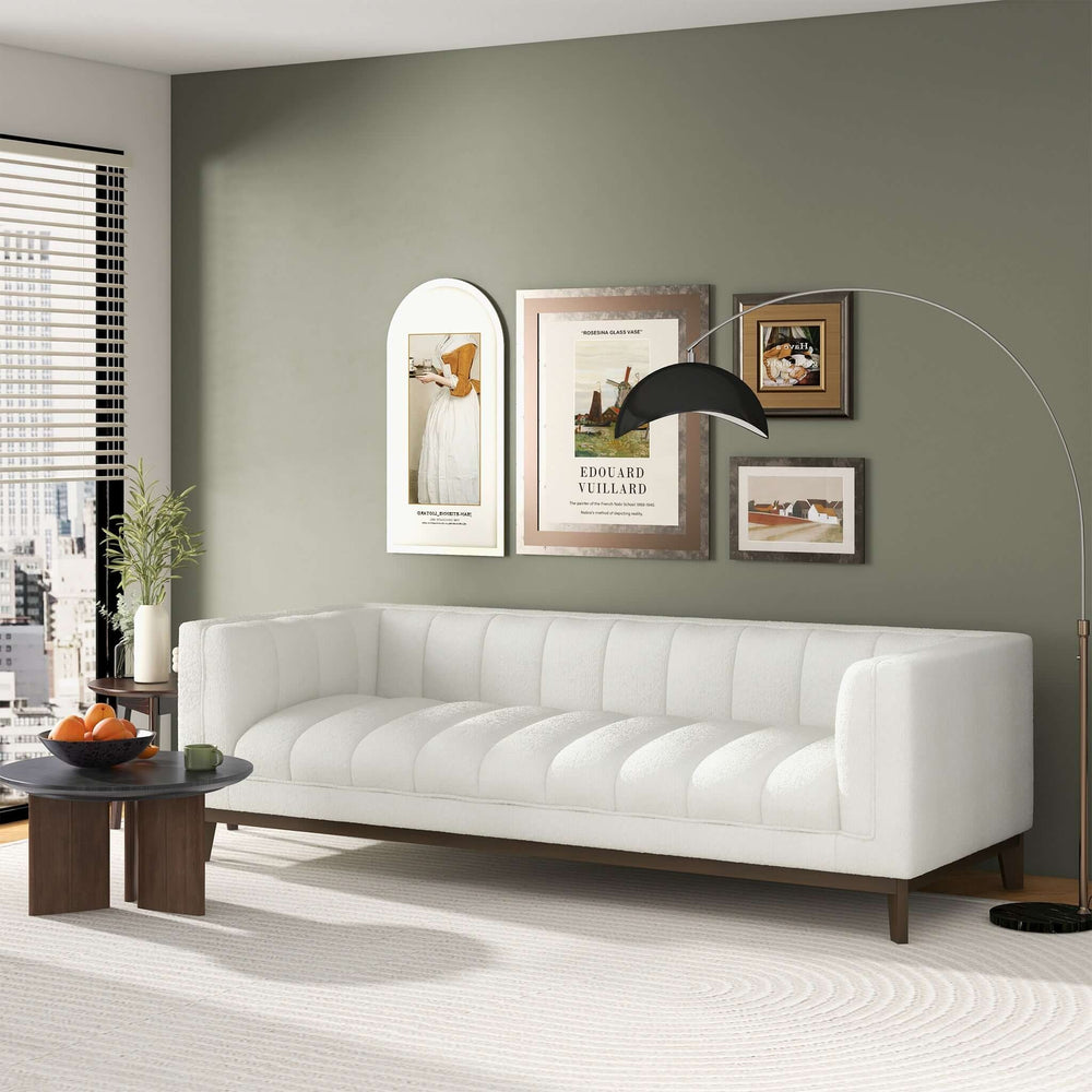 Melissa Mid-Century White Boucle Modern Sofa Image 2