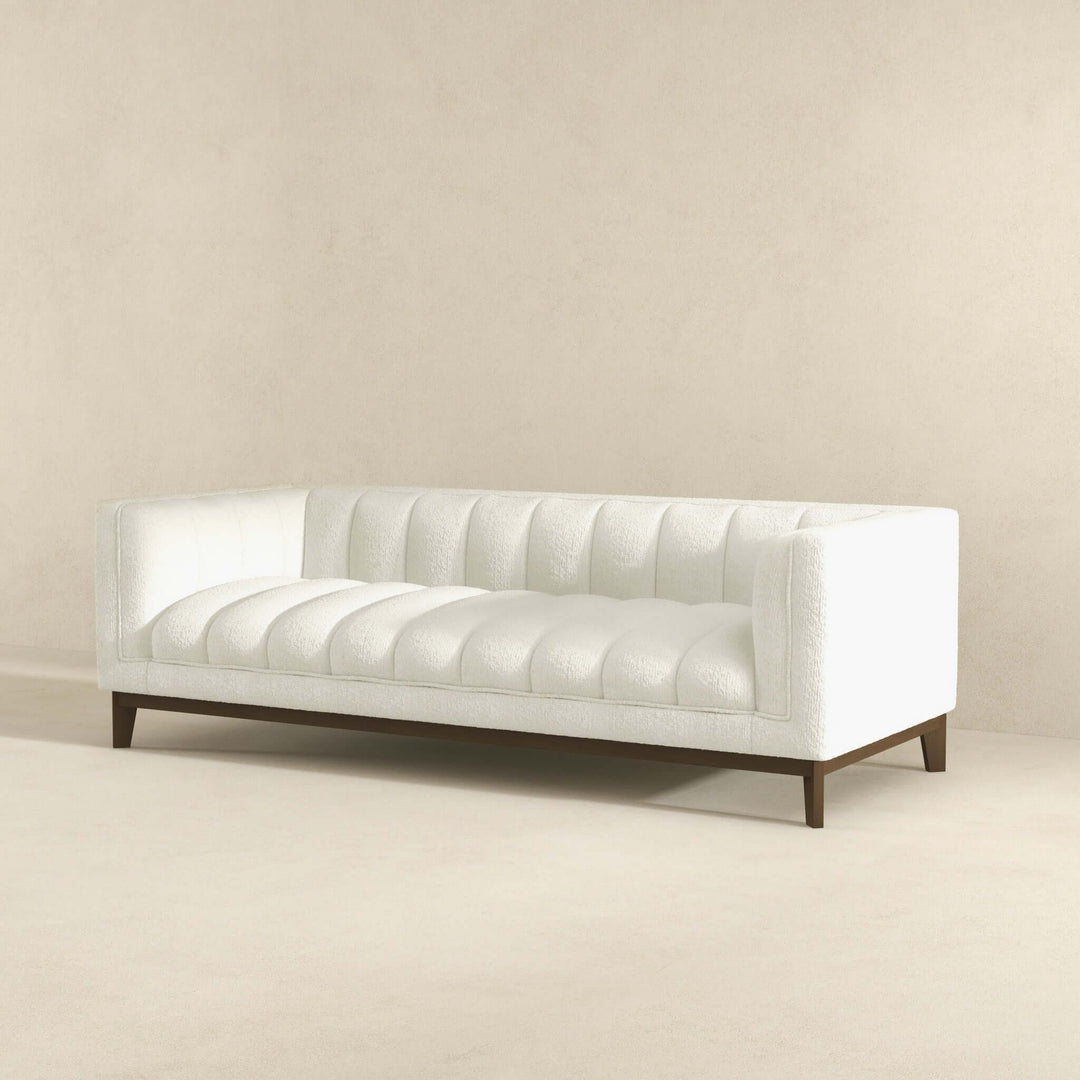 Melissa Mid-Century White Boucle Modern Sofa Image 4