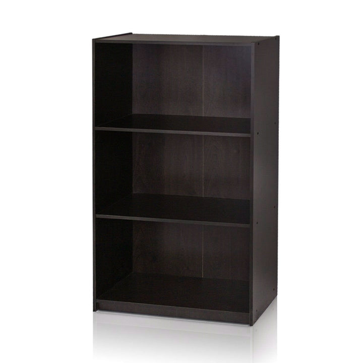 Modern 3-Shelf Bookcase in Espresso Wood Finish Image 1