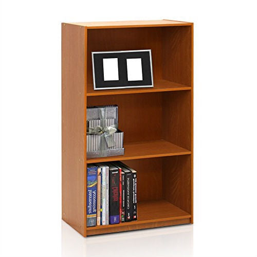 Modern 3-Shelf Bookcase in Light Cherry Wood Finish Image 3