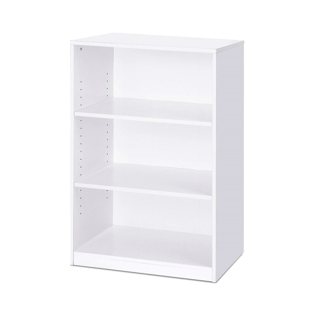 Modern 3-Shelf Bookcase in White Wood Finish Image 1