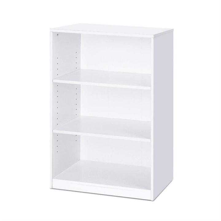 Modern 3-Shelf Bookcase in White Wood Finish Image 1