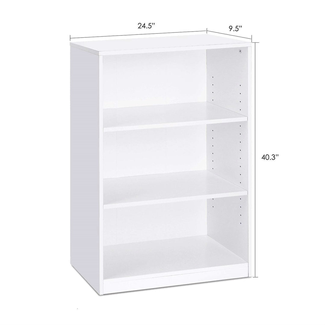 Modern 3-Shelf Bookcase in White Wood Finish Image 2