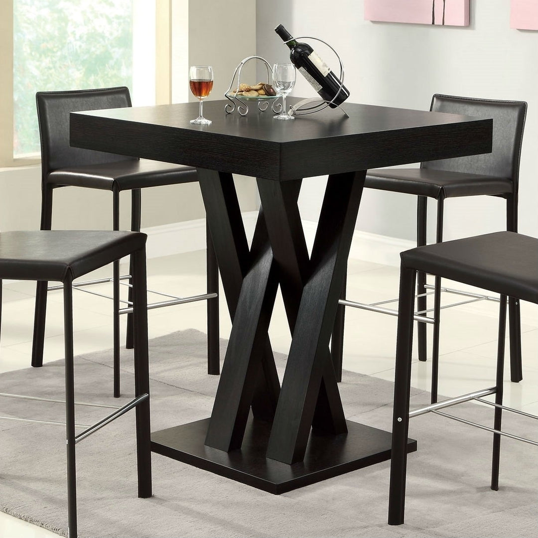 Modern 40-inch High Square Dining Table in Dark Cappuccino Finish Image 1