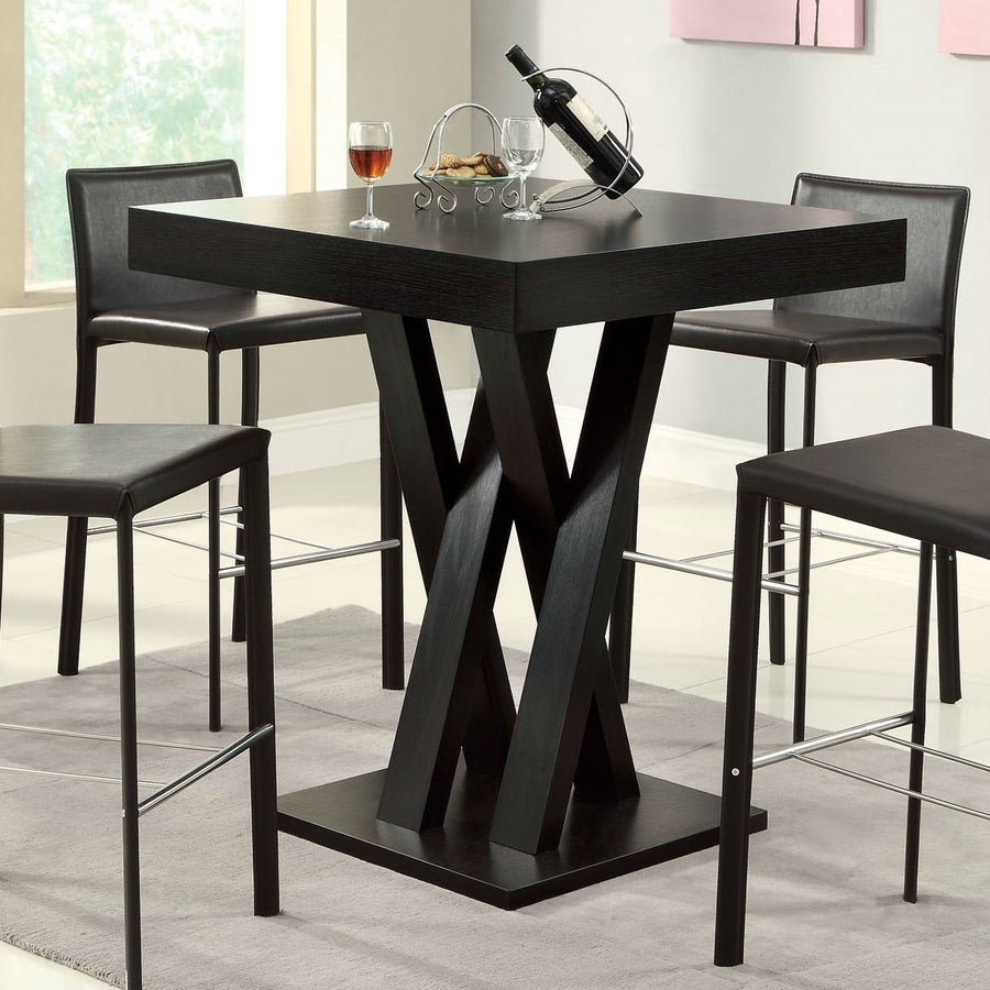 Modern 40-inch High Square Dining Table in Dark Cappuccino Finish Image 1