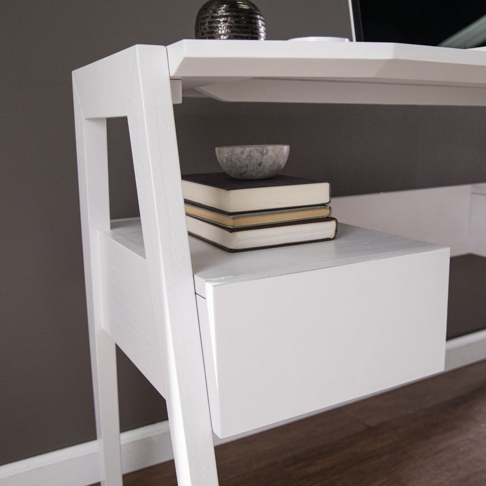 Metallic White Modern Writing Desk Image 2