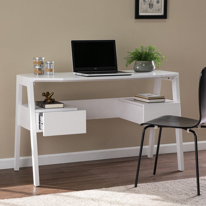 Metallic White Modern Writing Desk Image 3