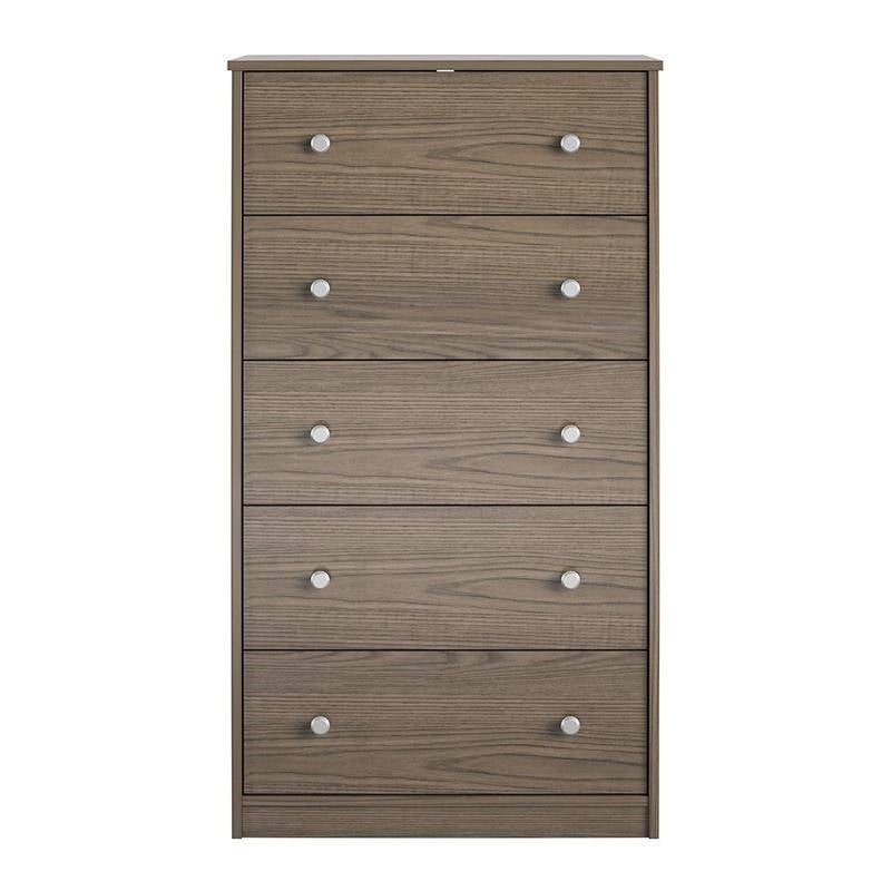 Modern 5-Drawer Bedroom Chest in Rustic Grey Brown Wood Finish Image 5