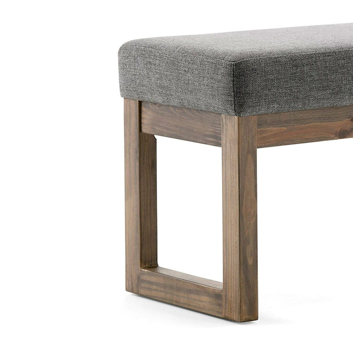 Modern Wood Frame Accent Bench Ottoman with Grey Upholstered Fabric Seat Image 3