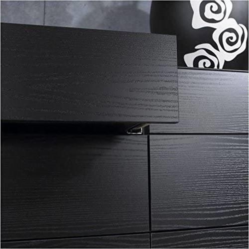 Modern 6 Drawer Double Dresser in Black Woodgrain Finish Image 1