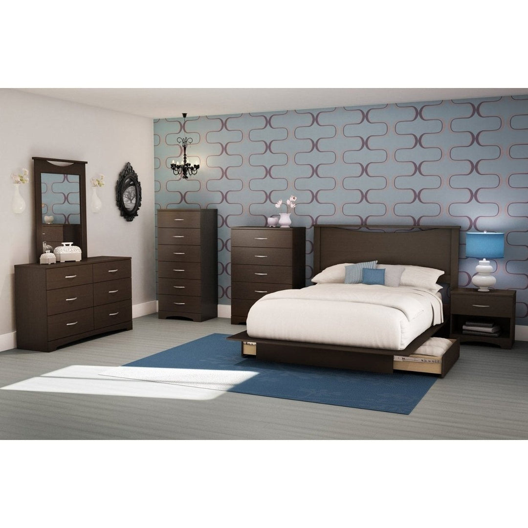 Modern 6-Drawer Bedroom Dresser in Chocolate Wood Finish Image 1