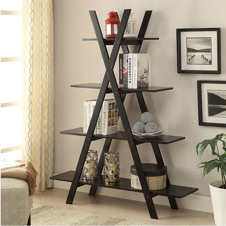 Modern A-Frame 4-Shelf Bookcase Bookshelf Display Shelves Image 3