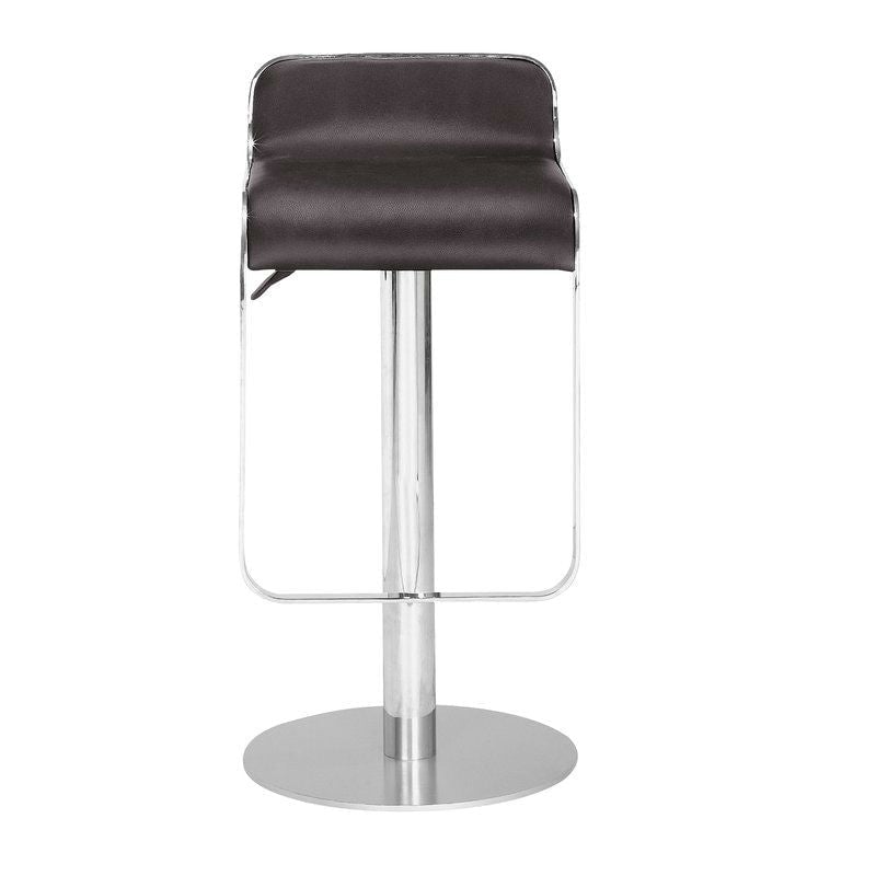 Modern Bar Stool with Espresso Brown Faux Leather Swivel Seat Image 2