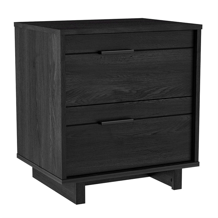 Modern Bedroom Nightstand in Grey Black Wood Finish Image 1