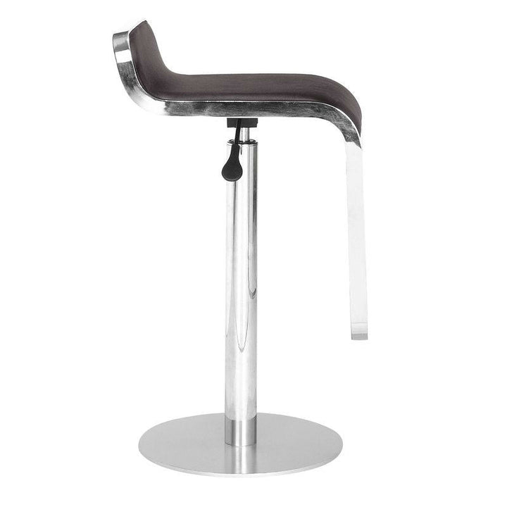 Modern Bar Stool with Espresso Brown Faux Leather Swivel Seat Image 3