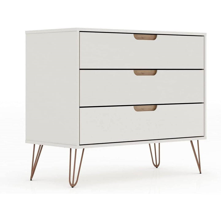 Modern Bedroom Scandinavian Style 3-Drawer Dresser in Off-White Natural Finish Image 1