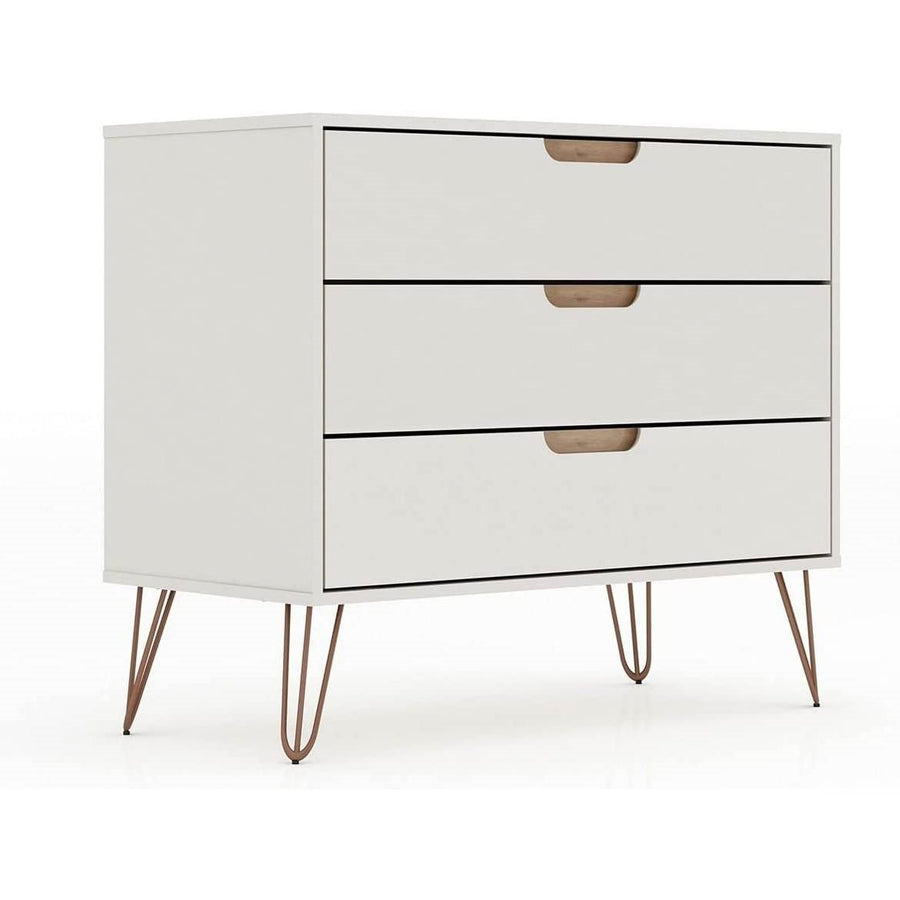 Modern Bedroom Scandinavian Style 3-Drawer Dresser in Off-White Natural Finish Image 1