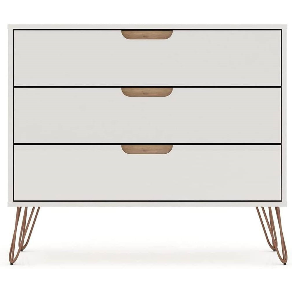 Modern Bedroom Scandinavian Style 3-Drawer Dresser in Off-White Natural Finish Image 2