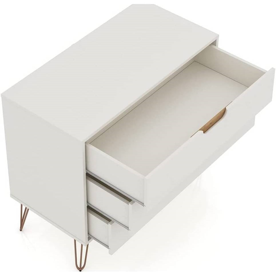 Modern Bedroom Scandinavian Style 3-Drawer Dresser in Off-White Natural Finish Image 4