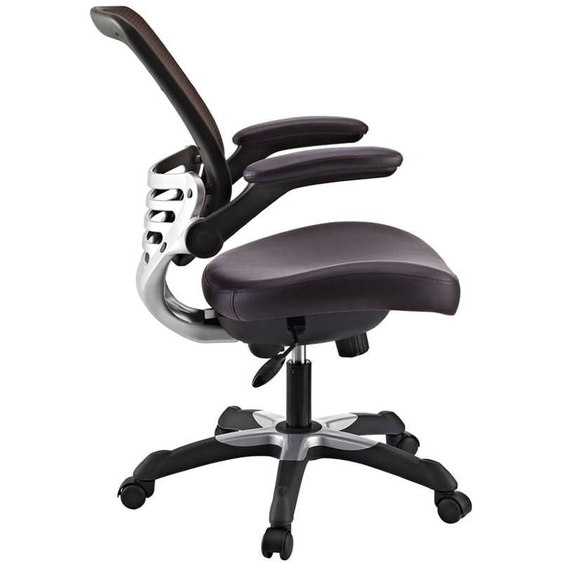 Modern Brown Mesh Back Ergonomic Office Chair with Flip-up Arms Image 1