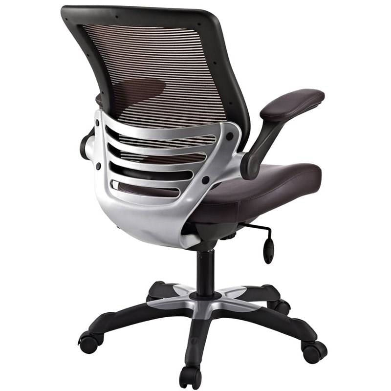 Modern Brown Mesh Back Ergonomic Office Chair with Flip-up Arms Image 3